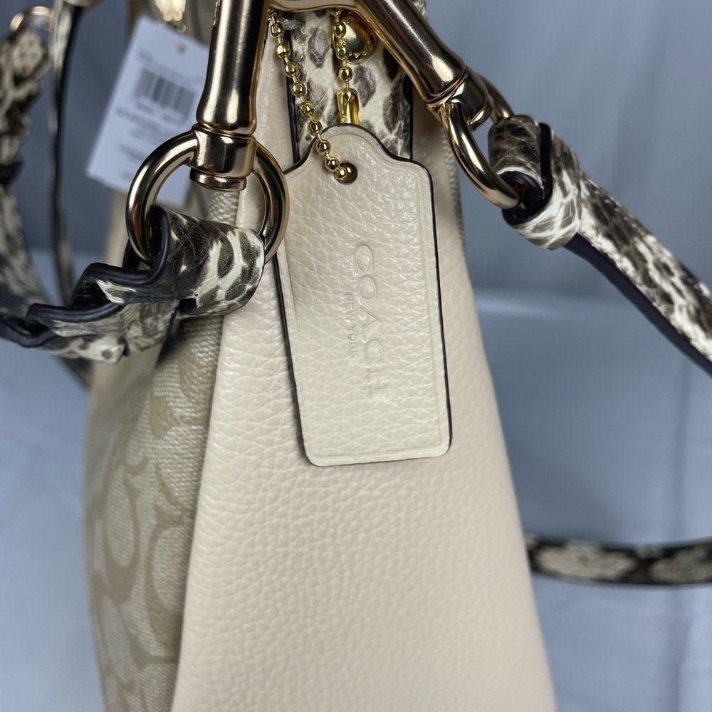 COACH Jules Hobo Bag in Signature Canvas Snake Embossed Leather Bag - Picture 7 of 16